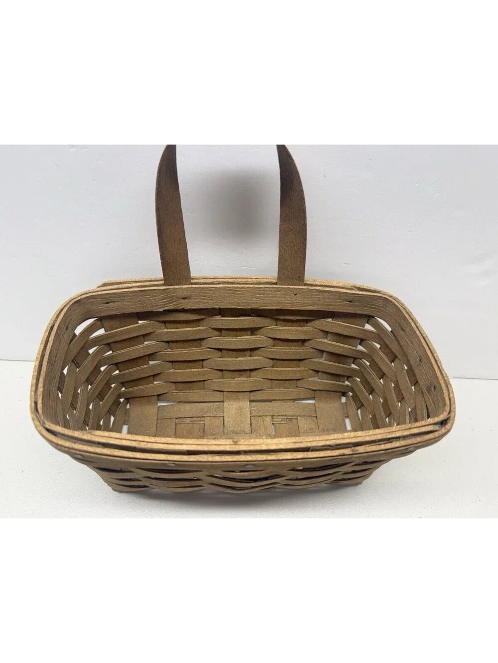 Longaberger Hanging Basket Handmade 1983 Wood Splint Signed 9 X 5 X 5